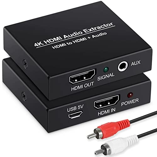 HDMI Audio Extractor 4K, avedio links HDMI to HDMI + 3.5MM Audio Output Converter Adapter Inserter, Support 1080P 3D Compatible with Fire Stick, Xbox, Laptop,Blu-Ray Player
