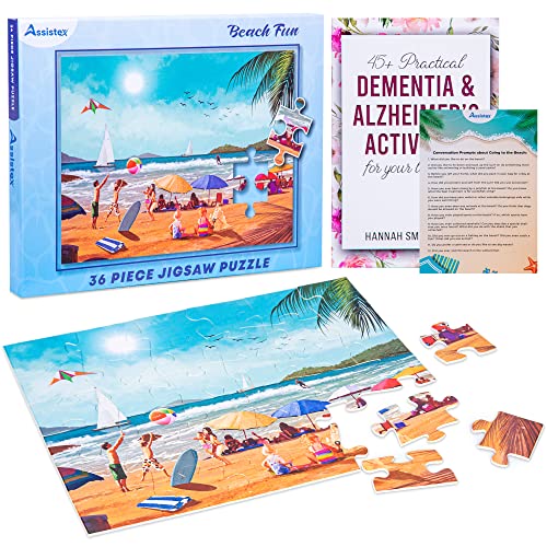 Dementia Jigsaw 36 Large Puzzle for Seniors - Alzheimer's Activity for Adults with Conversation Prompts - Best Memory Game for Patiens in Nursing Home - Build in Box Activities for Elderly