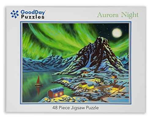 GoodDay Puzzles 48 Large Piece Jigsaw 'Aurora Night' | Dementia/Alzheimer's Activities for Seniors | Easy Puzzle for Adults | Gifts for The Elderly