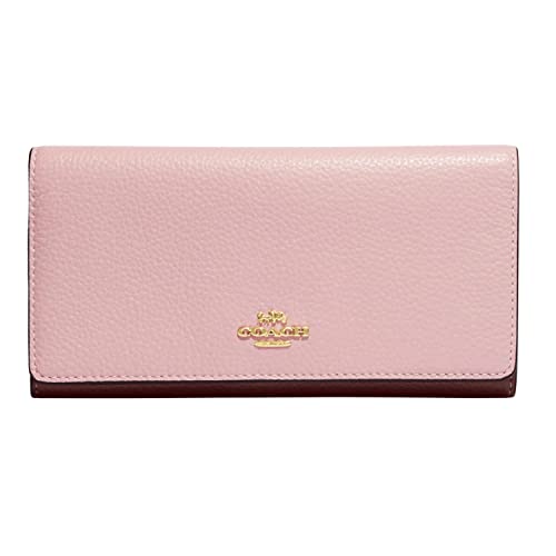 COACH Trifold Signature Coated Canvas Wallet (IM/Powder Pink Wine Multi)