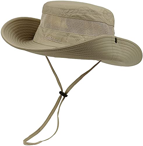 Century Star Sun Hats for Men Wide Brim Hat Women Beach Fishing Outdoor Summer Safari Boonie Hat UPF 50+ Sun Protection Dark Khaki One Size