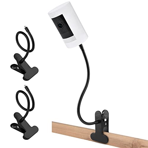 2Pack Clamp Mount for Ring Stick Up Cam & Ring Indoor Cam, Flexible Gooseneck Mounting Bracket to Attach Your Camera Anywhere with No Tools - Black