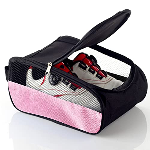 Getfitsoo Golf Shoe Bag, Golf Shoes Bags Men/Women Outdoor Zippered Carrier Bags with Ventilation Sport Shoes Bag Travel Shoe Bags (Light Pink)