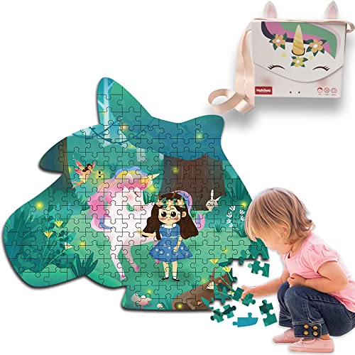 EonBlue Unicorn Princess 150 Piece Jigsaw Puzzle for Kids Ages 4-8, Fun Learning Educational Gifts for 5 6 Year Old Girl Boy Toy Animals Puzzles Game, Every Pieces Unique Fit Together Perfectly