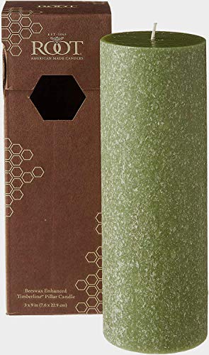 Root Candles 33972 Unscented Timberline Pillar Candle , 3 x 9-Inches, Dark Olive