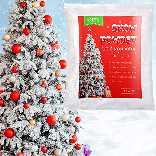 QZYL Snow Flocking Powder 3lbs, Self-Adhesive Artificial Snow Flock for Christmas Tree, Fake Snow Powder for Artificial Tree Wreaths Garland Xmas Crafts Village Display Winter Christmas Decorations