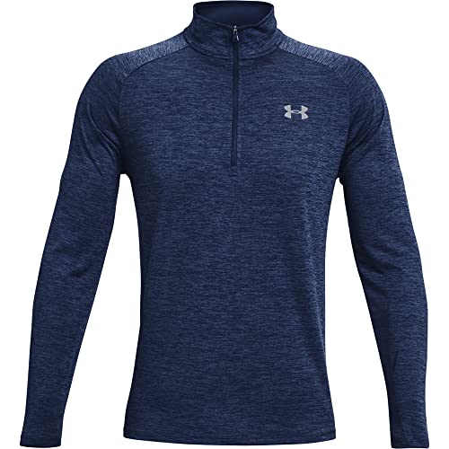 Under Armour Men's Tech 2.0 1/2 Zip-Up Long Sleeve T-Shirt , Academy Blue (409)/Steel , X-Large