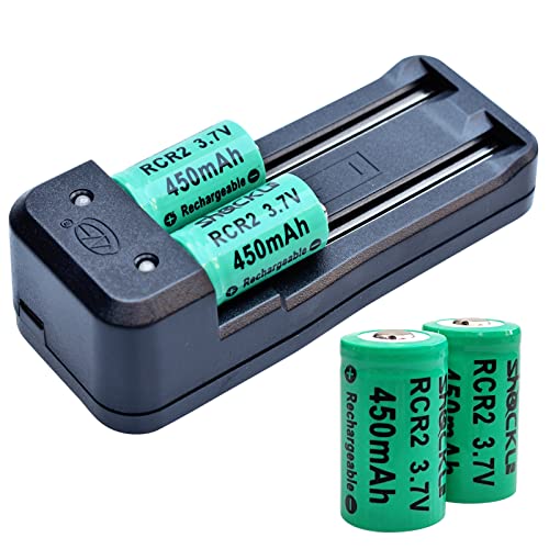 Shockli CR2 Rechargeable Batteries 450mAh (4-Pack) with 2 -Slot Battery Charger(Not for Arlo Batteries)