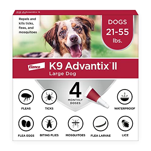 K9 Advantix II Large Dog Vet-Recommended Flea, Tick & Mosquito Treatment & Prevention | Dogs 21 - 55 lbs. | 4-Mo Supply