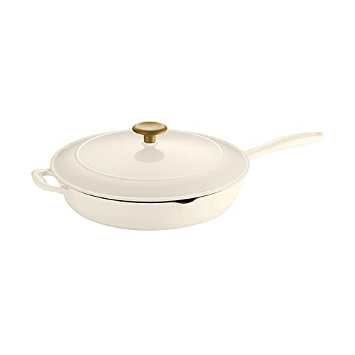 Tramontina Skillet Cast Iron 12 in Latte with Gold Stainless Steel Knob, 80131/082DS