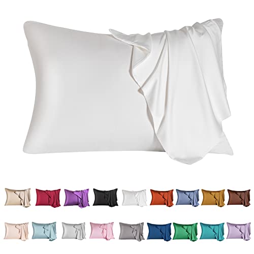 Mulberry Silk Pillowcase for Hair and Skin,Toddler Size Kids Silk Pillow Case with Hidden Zipper,Allergen Proof Dual Sides Soft Breathable Smooth Silk Pillow Cover(Toddler,White)