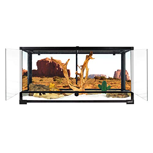 REPTI ZOO 50 Gallon Reptile Glass Terrarium Tank Double Hinge Door with Screen Ventilation Large Reptile Terrarium 36" x 18" x 18"(Knock-Down)