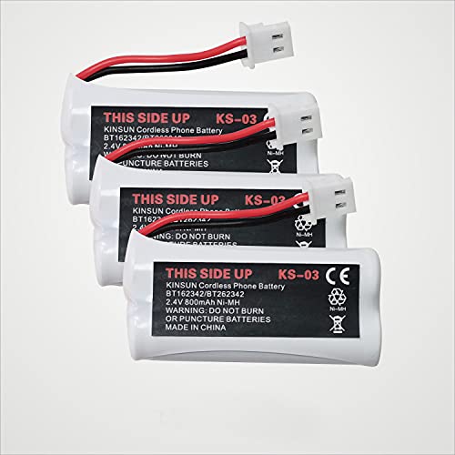 KINSUN Cordless Phone Battery NiMH AAA 2.4V 800mAh Replace BT162342 BT262342 BT166342 BT266342 BT183342 BT283342 Compatible with VTech CS6114 CS6419 AT&T CL81101 CRL32102 EL52300 TL90070 (3-Pack)