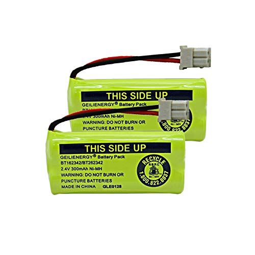 GEILIENERGY 2.4V 300mAh Battery Compatible with AT&T BT162342 BT-162342 BT166342 BT-166342 BT266342 BT-266342 BT183342 BT-183342 BT283342 BT-283342 CS6719-2 Cordless Phone(Pack of 2)
