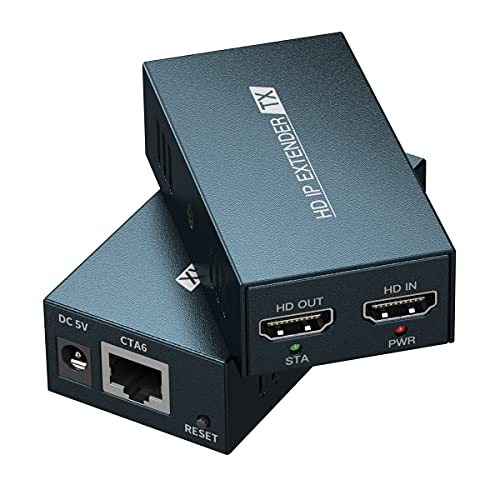 HDMI Extender 500ft/150m Over Cat5e/6, Over IP/TCP, One-to-Many Transmission Over The Ethernet Switch, Full HD 1080P@60Hz Video