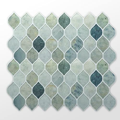 WALPLUS 20 Sheets Peel and Stick Kitchen Backsplash Tile Stickers Self Adhesive Stick on Subway Tile 12" x 6" Bathroom Splashback Water Heat Resistant 3D Wall Tiles Leaf Gray Stone