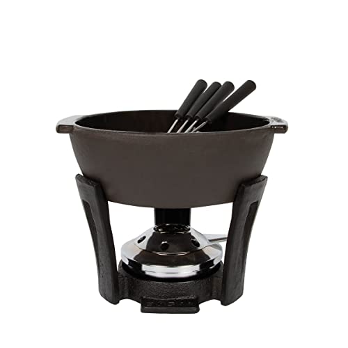 Boska Cheese Fondue Party Set - Black Cast Iron Fondue Pot for Cheese, Meat, and Chocolate - Suitable for Every Stove - Wedding Registry Items for up to 4 Persons