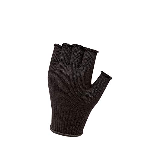 SEALSKINZ Unisex Merino Fingerless Glove Liner, Black,