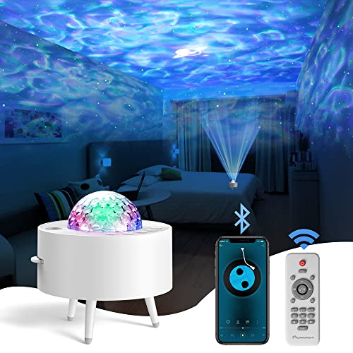 Lumoonosity Ocean Wave Projector  Water Light Projector for Bedroom, Kids Room Decor  Ocean Galaxy Night Light with Bluetooth Speaker - Starry Light with 9 Planet, Star, Water Wave Effect