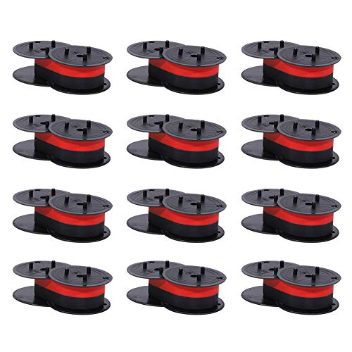 Bigger Replacement for Porelon 11216 Universal Twin Spool Calculator Ribbon for Nukote BR80c, Sharp EL-1197PIII, Dataproducts R3027, Casio DR-210R, Canon MP11DX MP25DV, Black and Red, 12 Pack