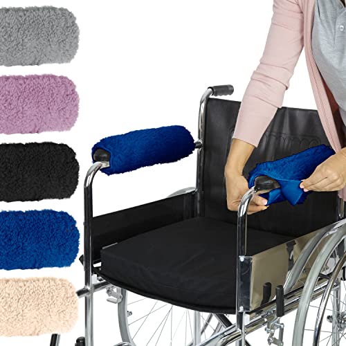 Vive Wheelchair Armrest Covers (Pair) - Memory Foam Sheepskin Pad for Office & Transport Chair - Soft Support Cushion Accessories for Padded Arm Rest, Kids, Adults - Comfort Padding Pressure Relief