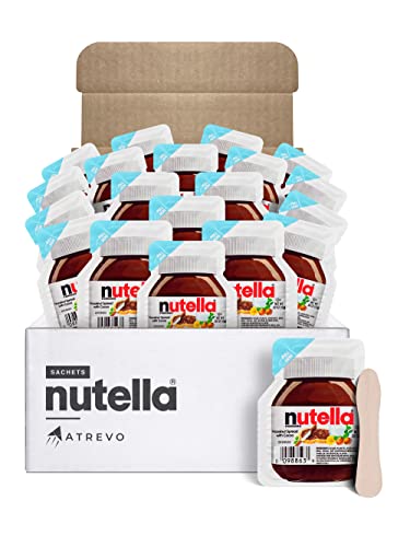 Nutella Chocolate Hazelnut Spread. Mini Nutella Pack to Go. Perfect Portion Control (Just  Oz) 80 Calories per Nutella Single Cup. ATREVO Bundle Pack + 20 Eco-Friendly Wooden Spoons (20 Pack). Back to School Snacks.