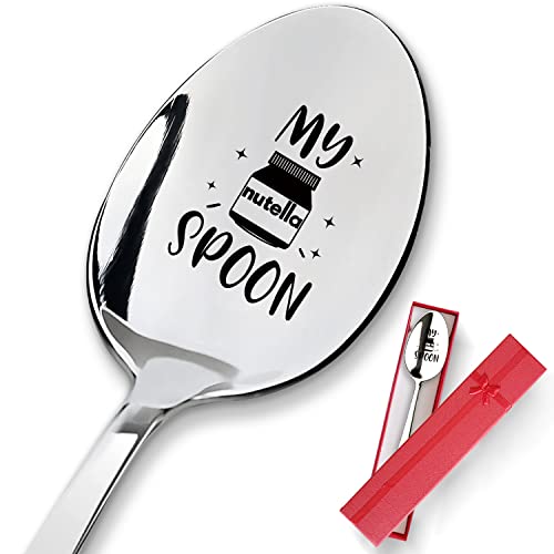 PZJIEAN My Nutella Spoon Funny Engraved Stainless Steel Spoon, Best Coffee Spoon Ice Cream Nutella Spoon Gifts for Women, Men, Nutella Lovers, Birthday Christmas Valentine Gifts