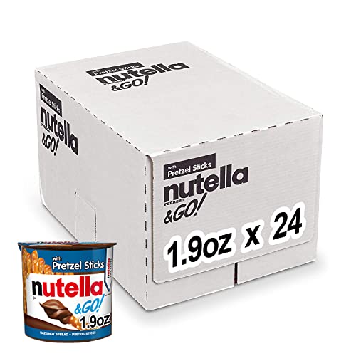 Nutella & GO! Hazelnut and Cocoa Spread with Pretzel Sticks, Snack Pack, 1.9 oz, Bulk 24 Pack