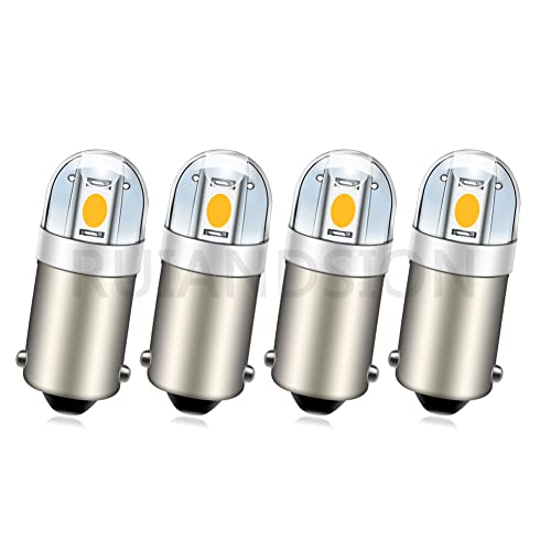 Ruiandsion BA9S LED Bulb BA9 1895 1891 53 57 Warm White 12V LED Bulb 3030 2SMD Chipsets LED Replacement Bulbs for Car Interior Dome Map License Plate Glove Box Lights (Pack of 4)