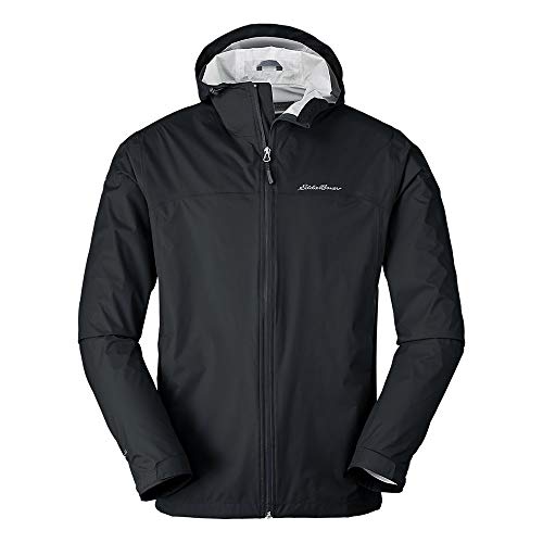 Eddie Bauer Men's Cloud Cap Rain Jacket, Waterproof, Black, Large