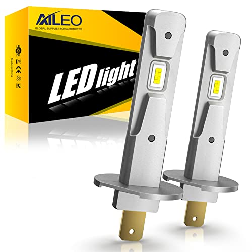 AILEO H1 LED Fog Light Bulb, 25W 6000 Lumens Super Bright 6000K Cool White 360Beam H1 LED Bulb for DRL or Fog Light Bulb Replacement 1:1 Mini Size Quick Install IP68 Waterproof, 2 Pack