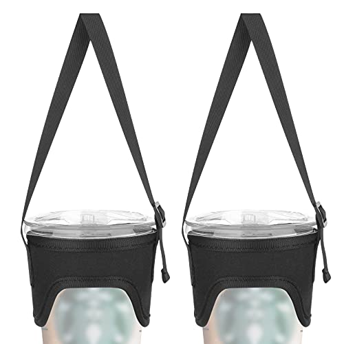 Portable Cup Carrier Foldable, Drink Holder with Handle Tie Reusable, Handle Drink Containers for Hanging Carry Take Out Beverage Coffer Milk Juice Water Tea (2 Pieces)