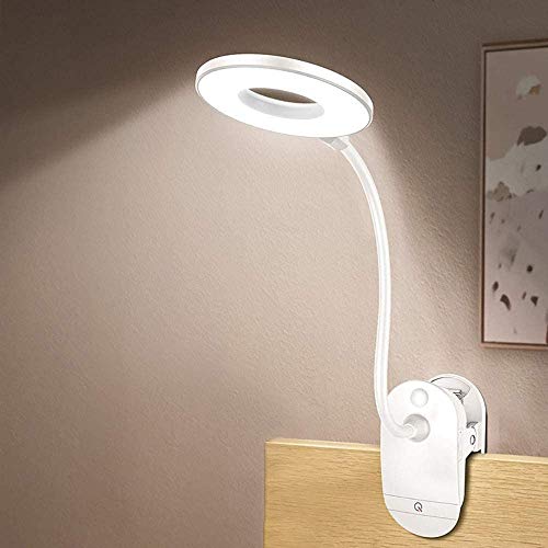 Frog department store Clip on Lamp,Battery Powered Reading Lamp,Clip on Light for Bed Clip on Battery Light with 3 Brightness Level,USB Rechargeable, Reading Lamp