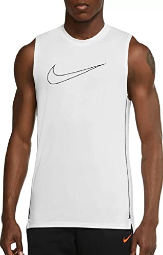 Nike Pro Men's Dri-Fit Slim Fit Sleeveless Top (White/Black) Size Large