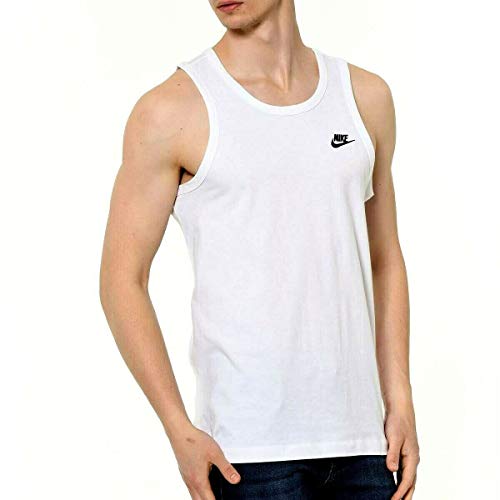 Nike Club Men's Embroidered Logo Standard Fit Tank Top White/Black Size L