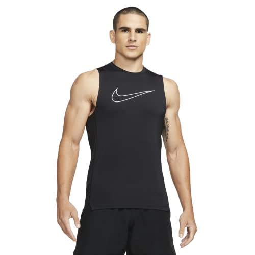 Nike Pro Dri-FIT Men's Slim Fit Sleeveless Top (Black/White, XX-Large)