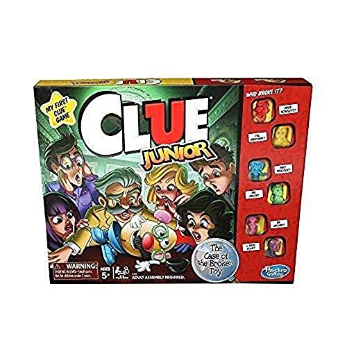 Hasbro Gaming Clue Junior Board Game for Kids Ages 5 and Up, Case of the Broken Toy, Classic Mystery Game for 2-6 Players