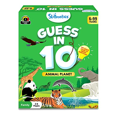 Skillmatics Card Game - Guess in 10 Animal Planet, Gifts for 6, 7, 8,9 Year Olds and Up, Quick Game of Smart Questions, Fun Family Game