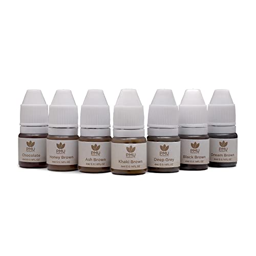 PMU Products Brow Pigment 7 Pack  Microblading Inks  Complete Set Of 7 Shades
