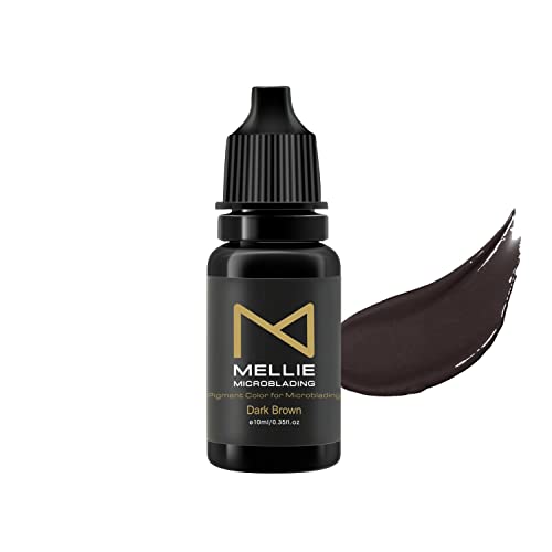 Mellie Microblading Pigment  10 ml/.35fl.oz | Medical Grade | No Mixing | Long Lasting for Professionals Permanent Make Up Supplies (Dark Brown)
