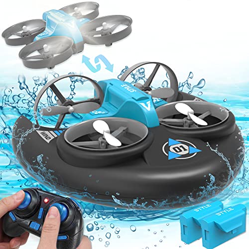 Outdoor Boys Toys Ages 5-8-12, 3 in 1 RC Car Boat Drone Pool Toys for Kids 8-12, 2.4 GHz Remote Control Car for Boys, Monster Truck RC Plane, Sea Land Air Outside Toys, Birthday Gifts for Boys