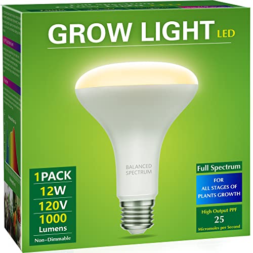 LED Grow Light Bulb, Briignite BR30 Grow Light Bulbs, Full Spectrum Grow Light Bulb 12W, 120W Equivalent, Plant Light Bulbs E26 Base, Grow Light for Indoor Plants, Seedlings, Greenhouse, Hydroponic