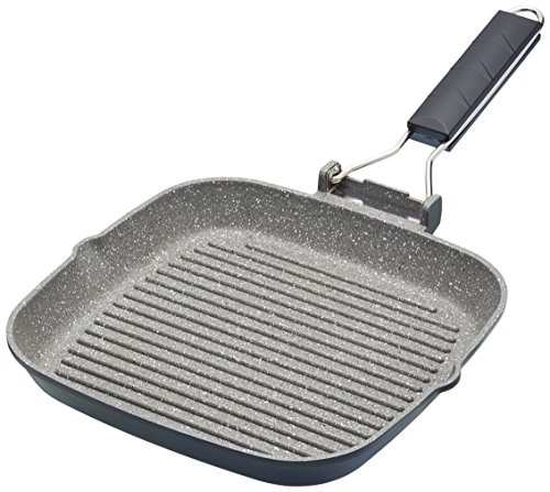 Master Class Non-Stick Induction-Safe Griddle Pan with Folding Handle, 20 cm (8), Aluminium, Black