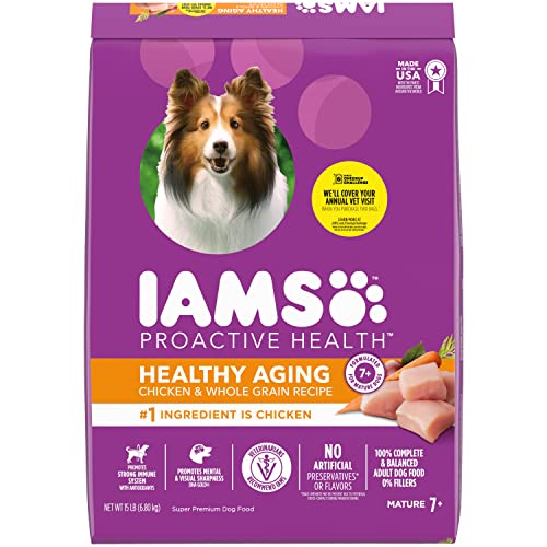 IAMS Healthy Aging Adult Dry Dog Food for Mature and Senior Dogs with Real Chicken, 15 lb. Bag