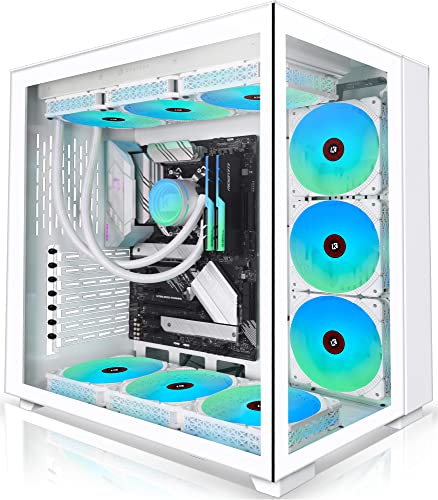 KEDIERS PC Case - ATX Tower Tempered Glass Gaming Computer Case with 9 ARGB Fans,C590