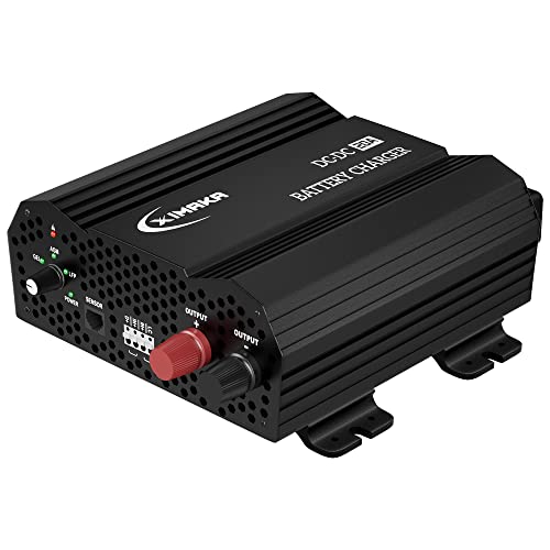 XIMAKA 12V 20A DC to DC On-Board Battery Charger Fit for Multiple 12V AGM, Flooded, Gel, Sealed, Lithium-Iron Phosphate, Lithium-ion Batteries, with 3-Stage Battery Charger for RVs, Boats, Yachts