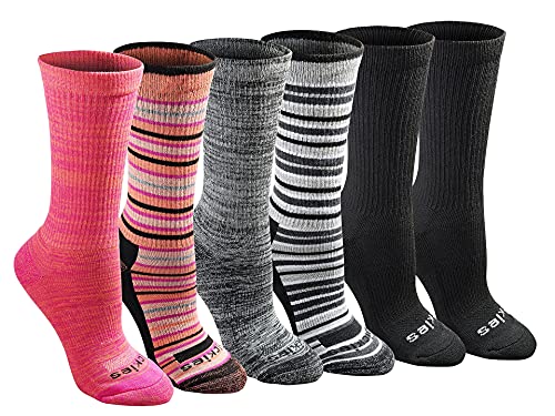 Dickies Women's Dri-tech Moisture Control Crew Socks Multipack, Stripe (6 Pairs), Shoe Size: 6-9