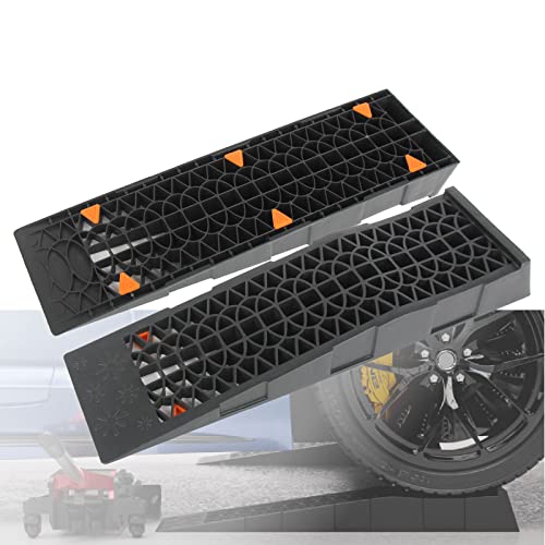 OULEME Low Profile Car Service Ramp with Anti-Slip Blocks, Oil Changes& Maintenance, 2-1/2" Lifting Height, 3 Ton Truck Vehicle 2 Pack