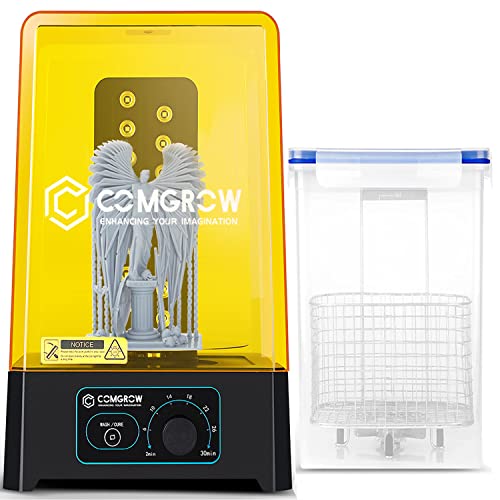 COMGROW Wash and Cure Station with Large Wash Size 6.9x4.9x6.5in and Cure Size 7.1x7.9in, Washing and Curing Station for ELEGOO Mars Series ANYCUBIC Photon Series LCD/SLA/DLP Resin 3D Printer Models