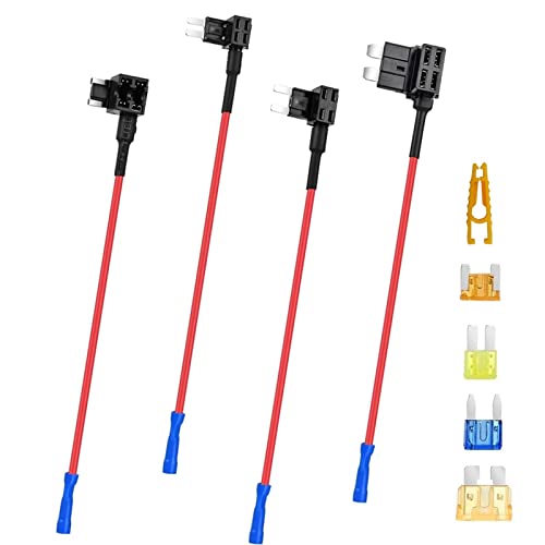 4 Types Mini Fuse Tap,12V Add-a-Circuit Adapter and Fuse Kit - Fuse Holder with MICRO2 Mini ATC ATS Low Profile Taps dapter for Cars Trucks Boats (4 Pack)